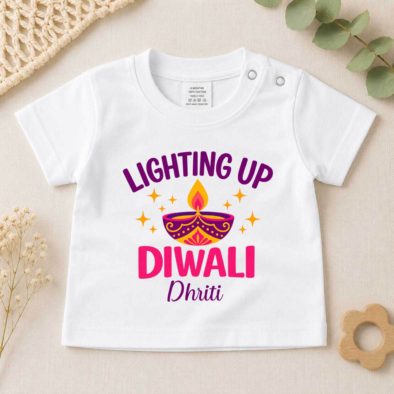 Personalized Lighting up diwali t-shirt for baby and Kids