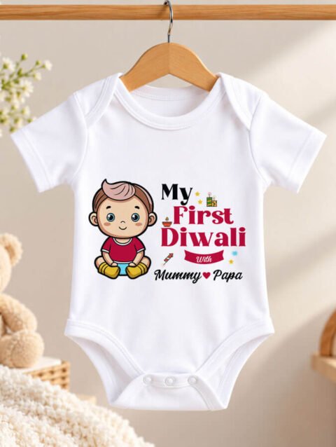 Buy My 1st Diwali Printed Romper, Onesie Online