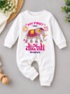 My First Diwali Baby Outfit, Personalized Elephant Diwali Jumpsuit for Boys & Girls